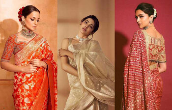 কাতান শাড়িতে মোহনীয় তারা