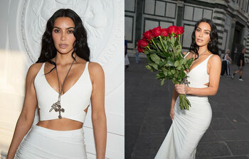 গোলাপ হাতে ইতালির রাস্তায় কিম কার্ডাশিয়ান