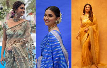 শাড়িতে অনন্যা কীর্তি সুরেশ