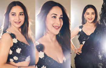 কালো শাড়িতে চিরসবুজ মাধুরী