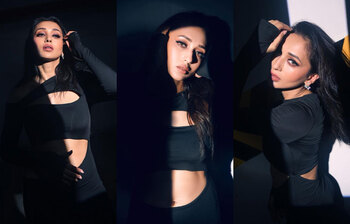 বডি হাগিং গাউনে লাস্যময়ী মিমি