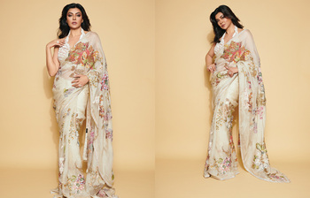 ফুলেল শাড়িতে মোহময়ী সুস্মিতা