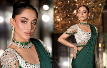 পান্না সবুজের রাজকীয় সাজে তমা, চোখ ফেরানোই দায়