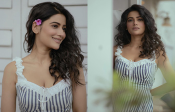 স্নিগ্ধতায় মোড়ানো স্ট্রাইপড ড্রেসে নজর কাড়লেন ঊষসী রায়