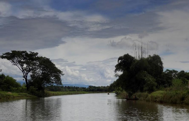 বিছানাকান্দিতে নৌকা নিয়ে বের হলে দেখা যাবে এমনই নয়নাভিরাম দৃশ্য। ছবি: রিফাত শুভ