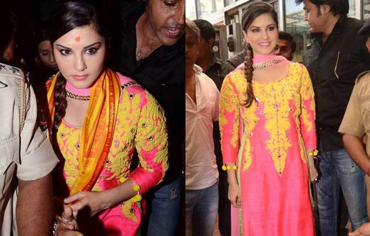 মুম্বাইয়ের একটি মন্দিরে হঠাৎ দেখা মিলল পর্ণ স্টার সানি লিওনের