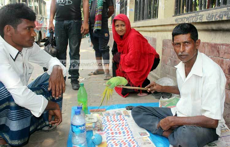হাত গণনার জন্য প্রত্যেকের কাছ ৪০-৫০ টাকা ফি নেওয়া হয়। ছবি : বিপ্লব দিক্ষিৎ।