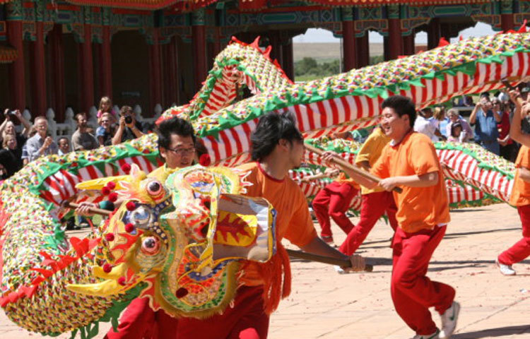 নববর্ষ উপলক্ষে চীনাদের ঐতিহ্যবাহী ড্রাগন শোভা যাত্রা।