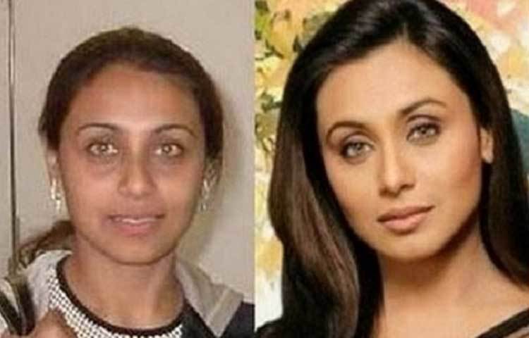রানী মুখার্জী মেকাপ ব্যাবহারের আগে ও পরে