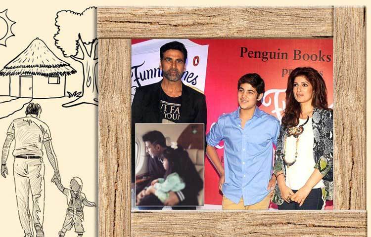 অক্ষয় কুমার ও তার পরিবার। ছেলে আরভ ও মেয়ে নিতারা, স্ত্রী টুইঙ্কল খান্না।