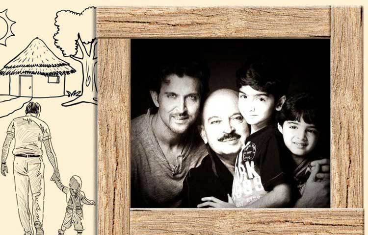 বাবা রাকেশ রোশন ও তার দুই ছেলে হৃহান ও হৃদানের সঙ্গে হৃতিক রোশন।