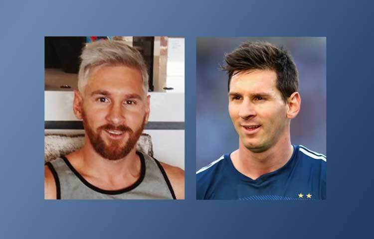 কালো চুলের মেসিকে শশ্রুমণ্ডিত অবস্থায় দেখা যাচ্ছে।