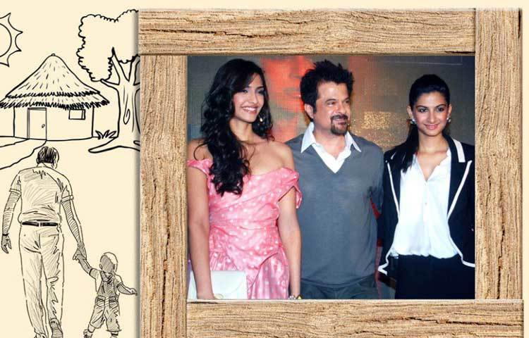 দুই কন্যা, সোনম ও রিয়ার সঙ্গে বাবা অনিল কাপুর।