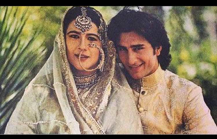 সইফ আলি খান-অমৃতা সিং : কারিনা বয়সে ছোট হলেও, সাইফের প্রথম স্ত্রী অমৃতা কিন্তু নবাবযাদের তুলনায় ১২ বছরের বড়।