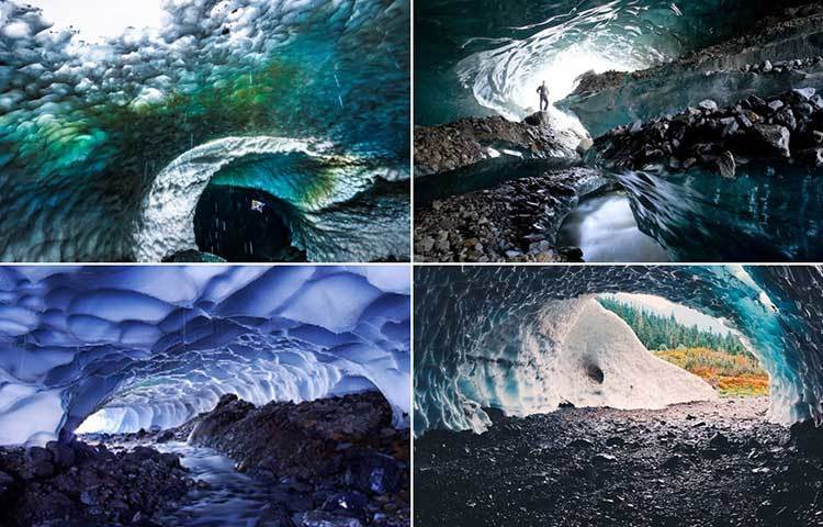 আমেরিকা : বরফের এই গুহার মধ্যে সূর্যের আলো পড়লে এর সৌন্দর্য আরো বহুগুণে রেড়ে যায়।