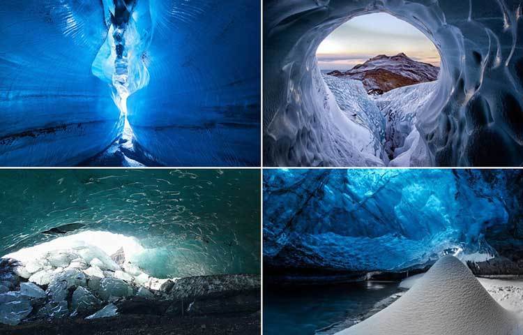 আইসল্যান্ড : এখানকার বরফের এই গুহাগুলোর সৌন্দর্য খুবই উপভোগ্য।