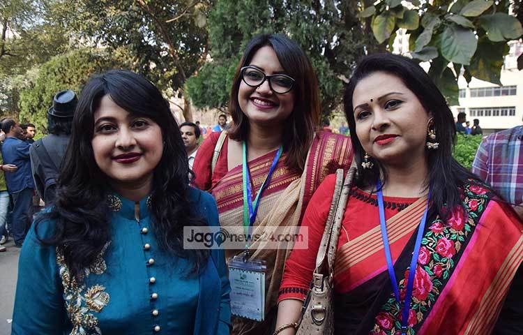 সুমাইয়া শিমু, নওশীন ও বিজরীর মিষ্টি হাসি। ছবি : মাহবুব আলম