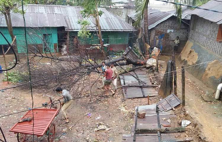 কারো কারো বাড়ির ভেতরে গাছপালা উপড়ে পড়েছে। এগুলো সরাতে ব্যস্ত ঘূর্ণিঝড় আঘাত হানা উপকূলীয় অঞ্চলের মানুষ।