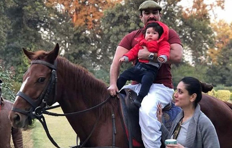 বাবার কোলে বসে সোমবার ঘোড়ায় চড়া শেখার পর এ দিন বার্থডে তৈমুরকে দেখা গিয়েছে ট্রাক্টরে চড়তে।