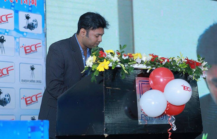 বক্তব্য রাখছেন চিত্রনায়ক কাজী মারুফ। ছবি : মাহবুব আলম