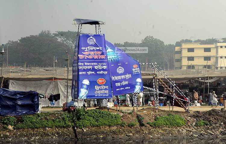 ইজতেমার সার্বিক নিরাপত্তা দেখভাল করার জন্য তৈরি করা হয়েছে পুলিশ ওয়াচ টাওয়ার। ছবি : বিপ্লব দিক্ষিৎ