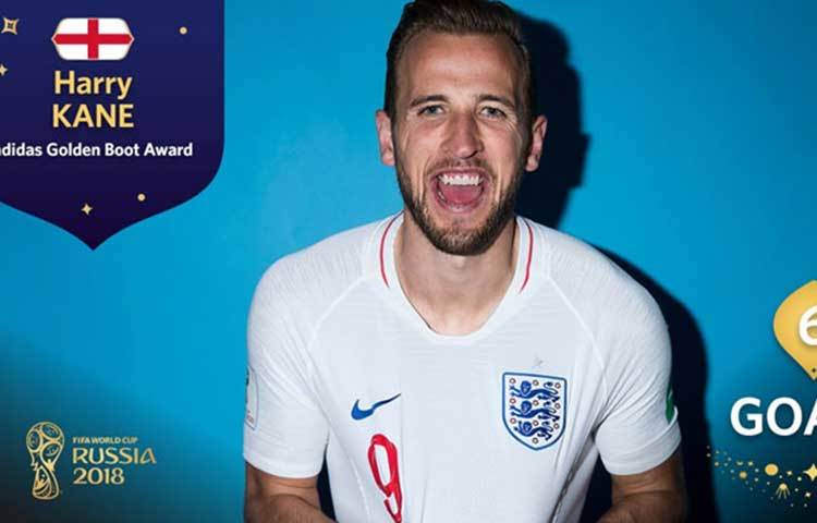 ৬টি গোল করে বিশ্বকাপে সর্বোচ্চ গোলদাতা হিসেবে গোল্ডেন বুট পেলেন ইংল্যান্ড অধিনায়ক হ্যারি কেন।