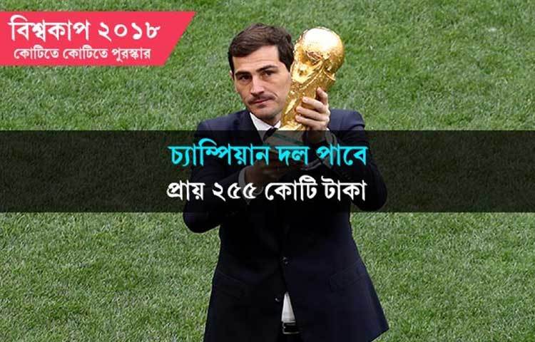 চ্যাম্পিয়ান দল পাবে প্রায় ২৫৫ কোটি টাকা।