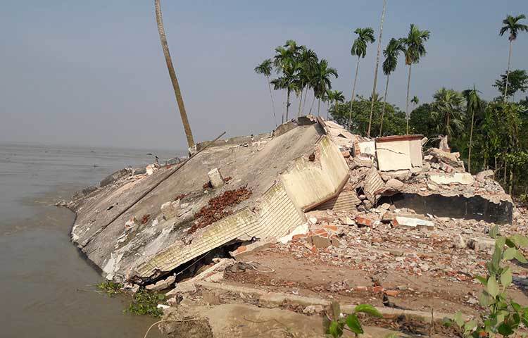 মানব বসতি বিলীন হয়ে যাচ্ছে পদ্মার বুকে। ছবি : মো. ছগির হোসেন