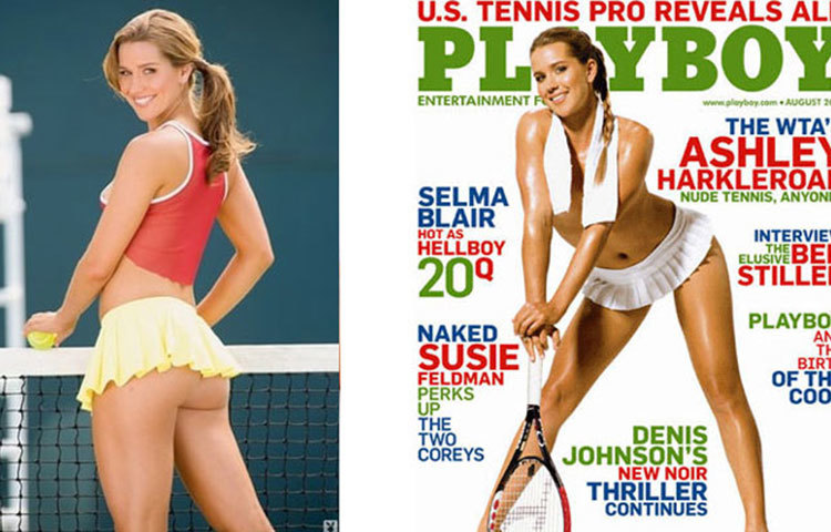 অ্যাশলে হার্কলেরোড : মার্কিন টেনিস তারকা অ্যাশলে হার্কলেরোড র‌্যাঙ্কিংয়েও প্রথম দশে না থাকলেও গ্লামার জগতে তার স্থান শীর্ষ পর্যায়ে। প্লেবয় ম্যাগাজিনে নগ্ন ছবি ছাপিয়ে বিশ্বে আলোড়ন সৃষ্টি করেছেন। তিনিই প্রথম টেনিস তারকা যিনি নগ্ন ছবি ছাপিয়েছেন। টেনিস জগতে সবচেয়ে আকর্ষণীয় তারকা হিসেবে তার স্থান চতুর্থ।