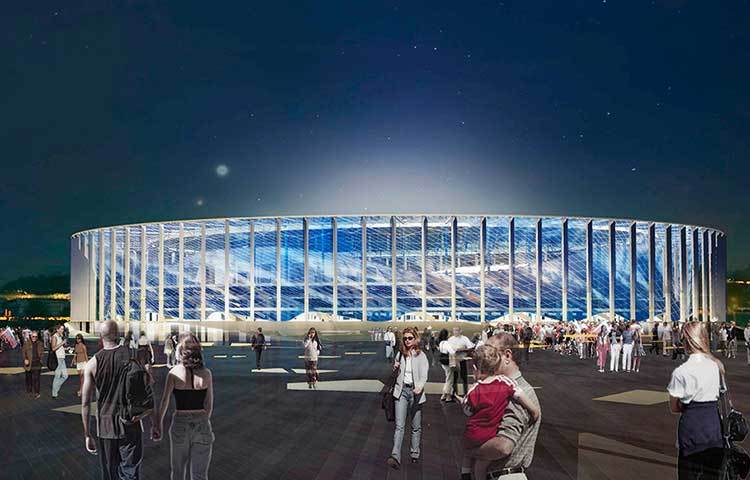 নিজনি নভোগ্রাদ স্টেডিয়াম : এই স্টেডিয়ামেও ৪৫ হাজার দর্শক খেলা দেখতে পারে। ২০১৭ সালে এটি খেলার জন্য খুলে দেয়া হয়। স্টেডিয়ামটি এখনও নির্মাণাধীন। কোয়টার ফাইনালসহ এখানে ৬টি খেলা অনুষ্ঠিত হবে।