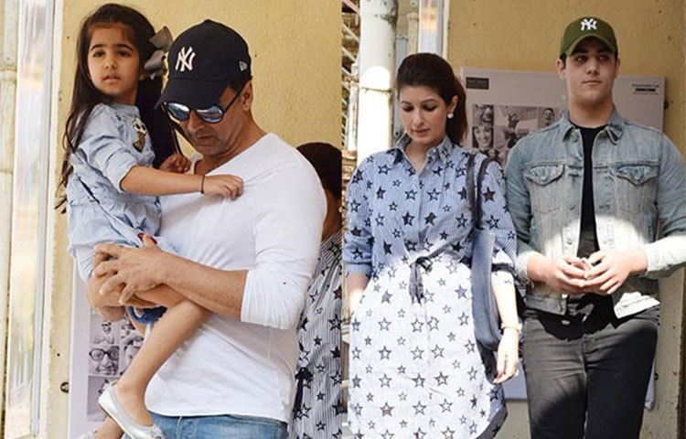 ছেলে আরভ এবং মেয়ে নিতারার সঙ্গে অক্ষয় কুমার টুইংকেল খান্না।