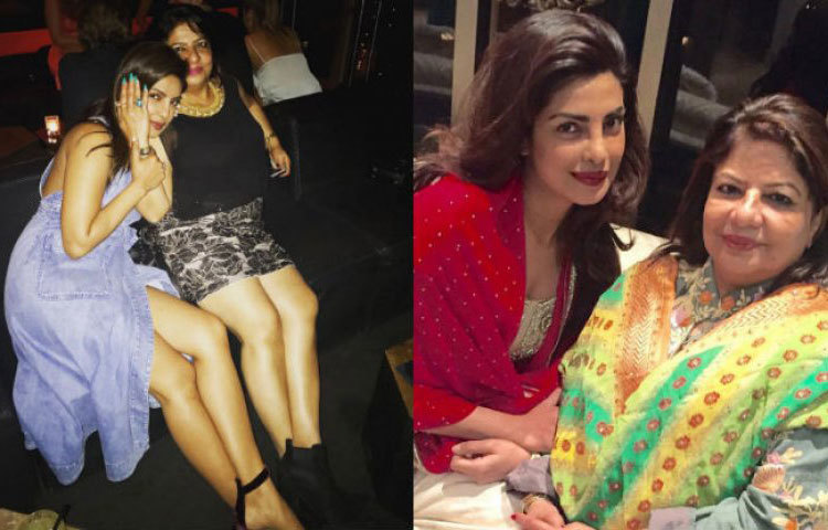 প্রিয়াঙ্কা চোপড়া ও তার মা মধু চোপড়া।