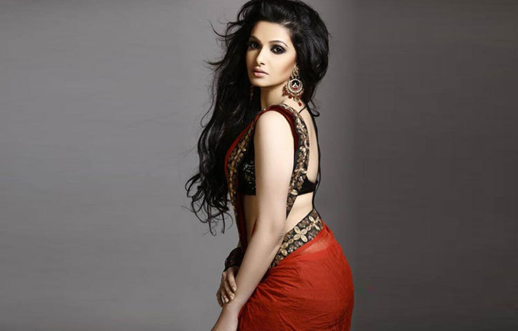 তন্বী তনুশ্রী। শাড়িতে সুন্দরী সাজে সেজেছেন তিনি।