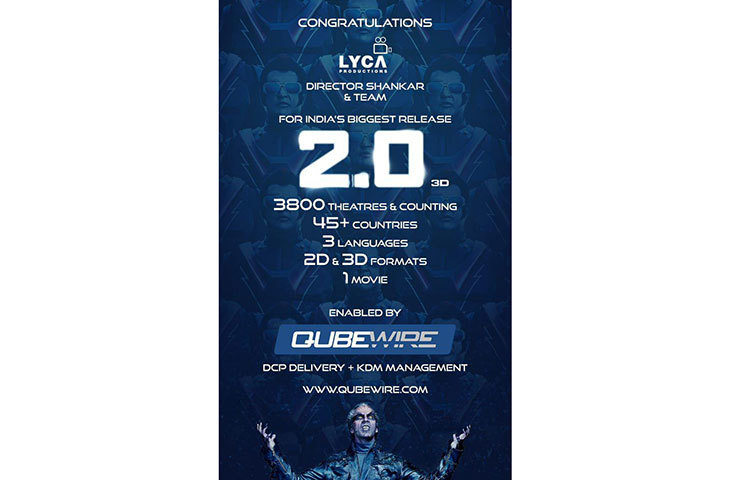 বিশ্বের ৪৫টি দেশে ৩,৮০০-র বেশি স্ক্রিনে মুক্তি পেয়েছে ‘২.০’।