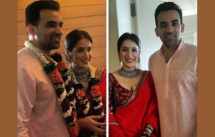 সাগরিকা ঘাটগে সাত পাকে বাঁধা পড়েন ক্রিকেটার জাহির খানের সঙ্গে। বিয়ের দিন সাগরিকা পরেছিলেন মুক্তো ও ২২ ক্যারেট সোনা-সহ, না কাটা হিরের গয়না। এমব্রয়ডারি জারদৌসি ব্লাউজের সঙ্গে ছিল এক্কেবারে লাল রঙের সিল্কের শাড়ি। শাড়িটির দাম ছিল দুই লাখের খানিকটা বেশি।