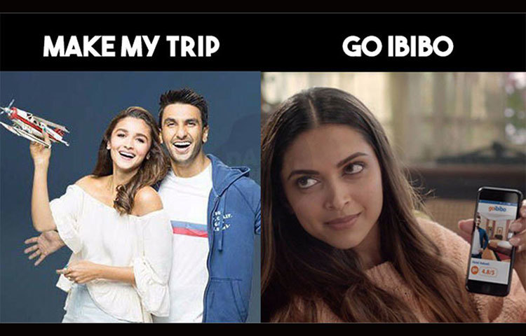 আসলে দু’জনেই বেশ কিছু ব্র্যান্ডের অ্যাম্বাসাডর। এই ব্র্যান্ডগুলো পরস্পরের প্রবল প্রতিদ্বন্ধী। যেমন বেড়াতে যাওয়ার ক্ষেত্রে রণবীর বলছেন, ‘মেক মাই ট্রিপ’-এর মাধ্যমে যেতে। আর দীপিকা প্রচার করছেন ‘গো আইবিবো’-র হয়ে।