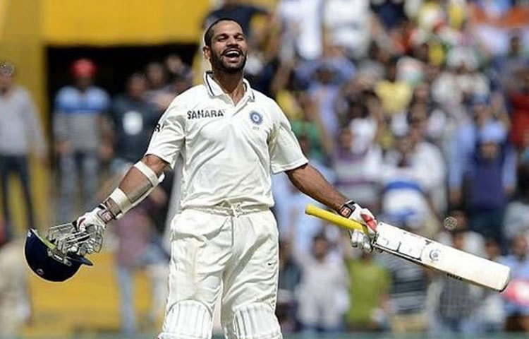 শিখর ধাওয়ান : ২০১৩ সালে মোহালিতে অস্ট্রেলিয়ার বিরুদ্ধে টেস্ট অভিষেকে ভারতীয় হিসেবে দ্রুততম (৮৫ বলে) শতরান করেন শিখর ধাওয়ান। অজিদের বিরুদ্ধে ১৭৪ বলে ১৮৭ রান করে ম্যাচের সেরা হন।