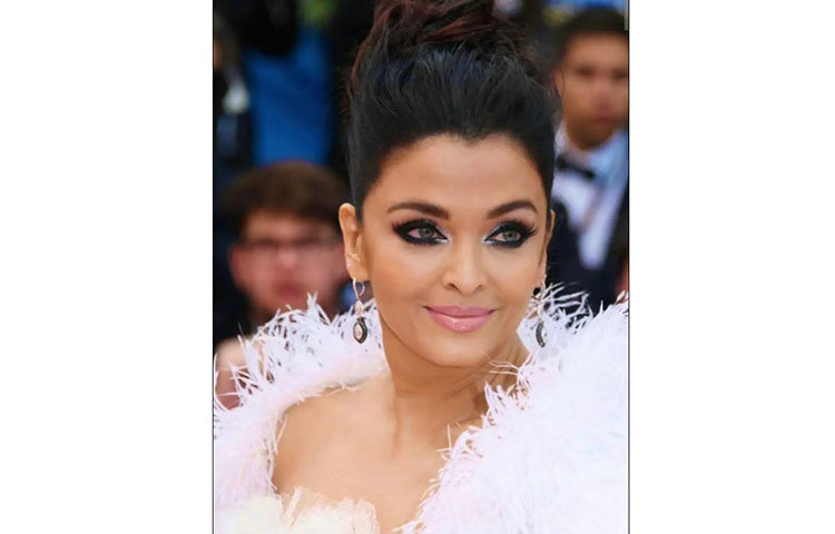 পোশাকের সঙ্গে মিলিয়ে কাজল কালো চোখ ও হালকা গোলাপী লিপস্টিকে ‘রাই’ সুন্দরী যেন মোহময়ী।