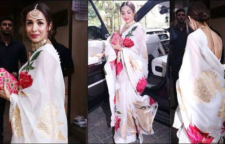 ট্র্যাডিশনাল ড্রেসে এসেছিলেন মালাইকা অরোরা।