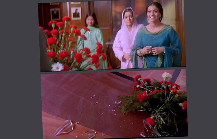 অমিতাভের বাড়িতে ক্ষমা চাইতে গিয়ে দ্বিতীয়বার কাজলের ফুলদানি ভাঙার দৃশ্যটি মনে আছে? ভালো করে লক্ষ্য করলে দেখা যাবে যে দূরত্বে কাজল দাঁড়িয়ে আছে, তাতে বিনুনির ধাক্কায় ফুলদানি ভাঙা এক প্রকার অসম্ভব।