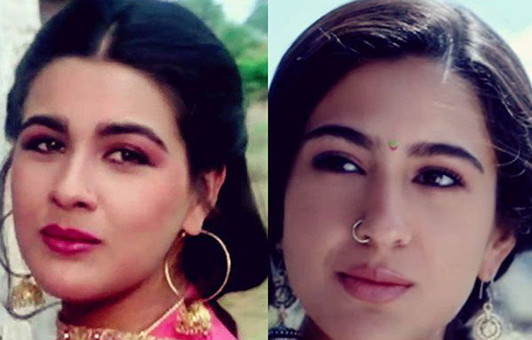 সারা আলি খান-অমৃতা সিংহ: মা অমৃতা সিংহের কার্বন কপি বলা চলে সারা আলি খানকে। শুধু তাই নয়, মায়ের মতোই স্ক্রিন প্রেজেন্স তার। গলার আওয়াজও প্রায় একই রকম।