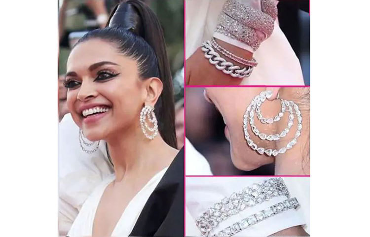 পোশাকের সঙ্গে মিলিয়ে নজর কাড়ল দীপিকা কানের ডিজাইনার দুল।