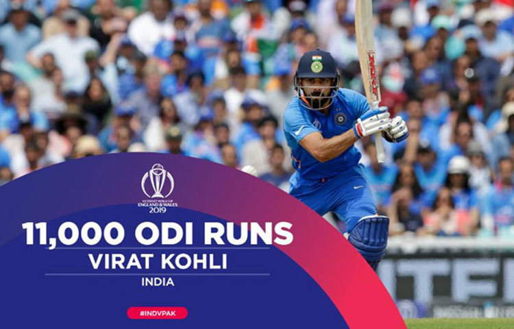২২১ ইনিংসে বিরাটের সংগ্রহ ছিল ১০৯৪৩ রান। ২২২ তম ইনিংসে একদিনের ক্রিকেটে ১১,০০০ রান পূর্ণ করলেন বিরাট কোহলি।