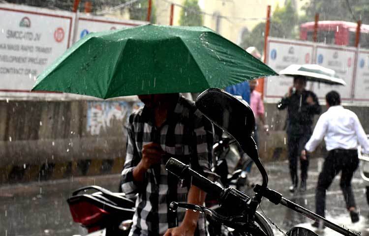 অফিসে কিংবা প্রত্যাহিক কাজ করতে অনেকেই ছাতা নিয়ে বাইরে বের হয়েছেন। ছবি: বিপ্লব দিক্ষিৎ