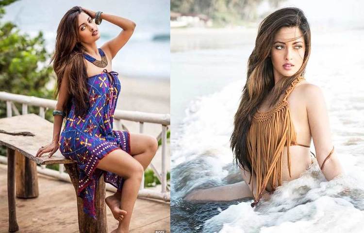 সৈকতে আচড়ে পড়া জলের সাথে রিয়ার শখ্য।