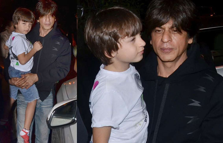 আব্রামকে কোলে নিয়ে দেখা গেল কিং খানকে।