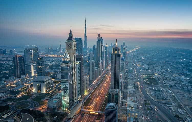 ইউনাইটেড আরব আমিরাতের দুবাইয়ের এক মনোমুগ্ধকর চিত্র।