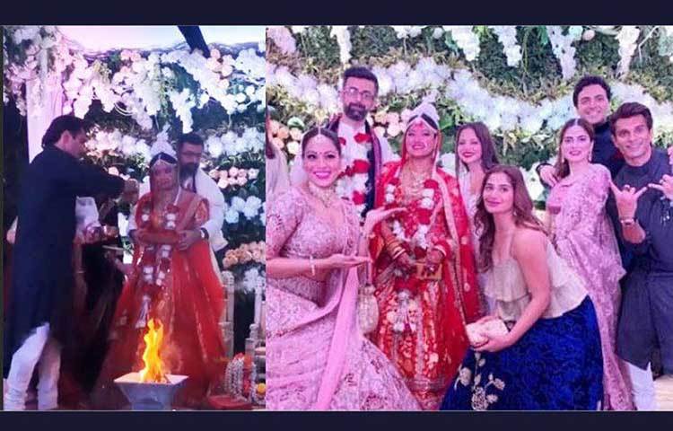 বিয়ের অনুষ্ঠান,- যজ্ঞ ও সাত পাকে বাঁধাসহ কনকাঞ্জলি সব নিয়মই পালন করতে দেখা গিয়েছে তাকে।