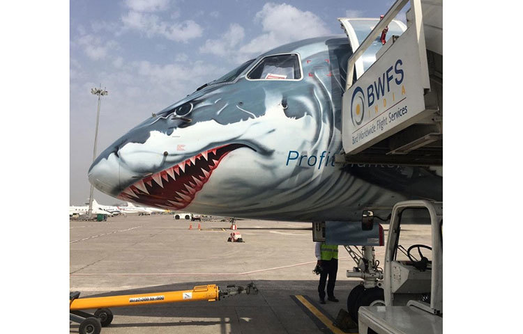 বিশ্বভ্রমণে বেড়িয়ে দিল্লির বিমানবন্দরে অবতরণ করে ব্রাজিলের এমব্রেয়ার সংস্থার বিমান।