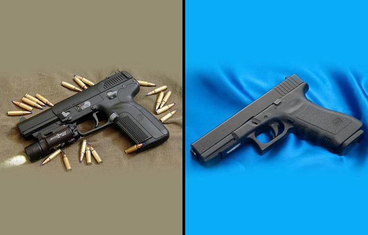গ্লক ১৭ ও এফএন ফাইভ সেভেন।